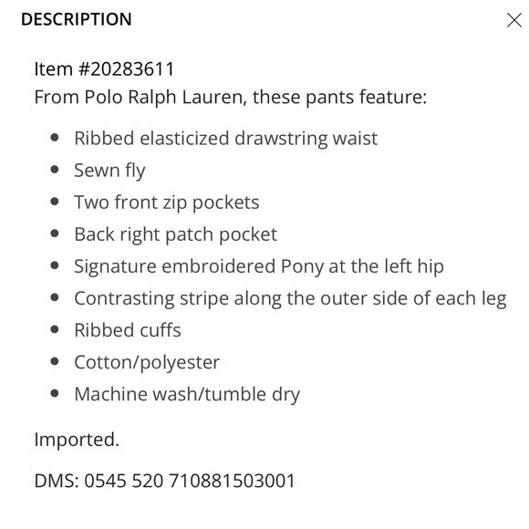 N🚫T For Sale NWT Men’s Polo Ralph Lauren Double-Knit Track Pants Size Small - Picture 3 of 3